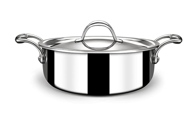 Stahl Triply Stainless Steel Casserole with Lid I Triply Stainless Steel Sauce Pot I Cook & Serve Induction Pan I Artisan 4820, Dia 20 cm, 2.2L-1