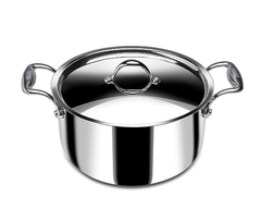 Stahl Triply Stainless Steel Sauce Pot with Lid | Stainless Steel Casserole | Tri Ply Biryani Pot with Induction Base | Artisan 4118, Dia 18 cm, 2 L-2