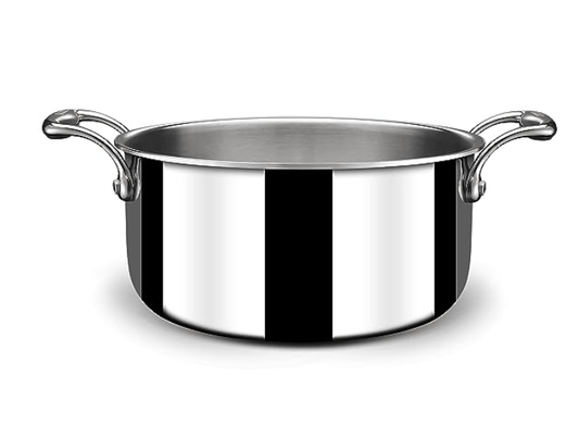 Stahl Triply Stainless Steel Sauce Pot with Lid | Stainless Steel Casserole | Tri Ply Biryani Pot with Induction Base | Artisan 4118, Dia 18 cm, 2 L