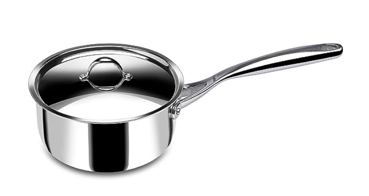 Stahl Stainless Steel Tea Pan | Triply Saucepan with Lid | Milk Pan 2 L | Gas & Induction Base Sauce Pan | Artisan 4218, Dia 18 cm