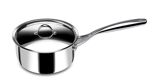Stahl Stainless Steel Tea Pan | Triply Saucepan with Lid | Milk Pan 2 L | Gas & Induction Base Sauce Pan | Artisan 4218, Dia 18 cm