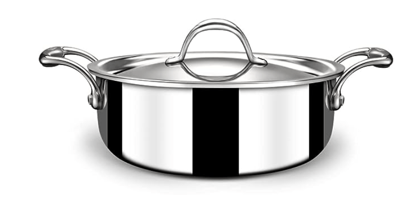 Stahl Triply Stainless Steel Artisan Cook & Serve Casserole with Lid, 4822, 22cm, 3L