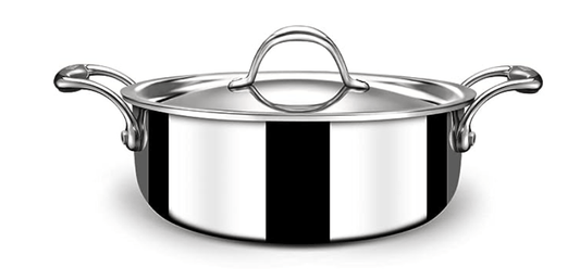 Stahl Triply Stainless Steel Artisan Cook & Serve Casserole with Lid, 4822, 22cm, 3L