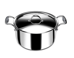 Stahl Triply Stainless Steel Sauce Pot with Lid | Stainless Steel Casserole | Tri Ply Biryani Pot with Induction Base | Artisan 4124, Dia 24 cm, 5.1 L-1