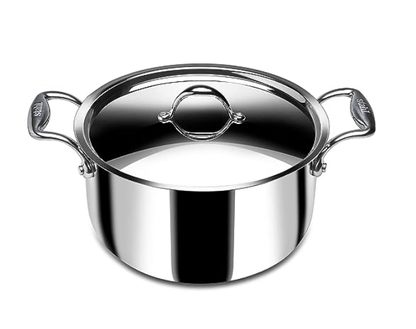 Stahl Triply Stainless Steel Sauce Pot with Lid | Stainless Steel Casserole | Tri Ply Biryani Pot with Induction Base | Artisan 4124, Dia 24 cm, 5.1 L