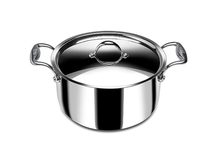 Stahl Triply Stainless Steel Sauce Pot with Lid | Stainless Steel Casserole | Tri Ply Biryani Pot with Induction Base | Artisan 4122, Dia 22 cm, 3.8 L
