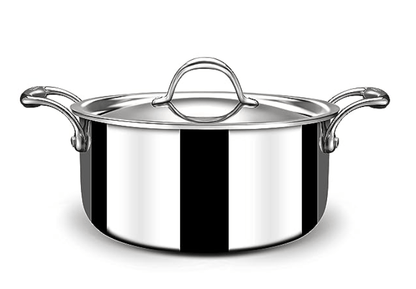 Stahl Triply Stainless Steel Sauce Pot with Lid | Stainless Steel Casserole | Tri Ply Biryani Pot with Induction Base | Artisan 4122, Dia 22 cm, 3.8 L