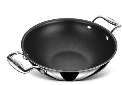 Stahl Triply Stainless Steel Artisan Nevrstick Kadhai with Lid, 5322,22 cm, 2.0 Liters