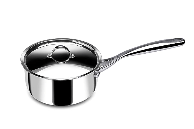 Stahl Stainless Steel Tea Pan | Triply Saucepan with Lid I Milk Pan 1.4 L | Gas & Induction Base Sauce Pan | Artisan 4216, Dia 16 cm