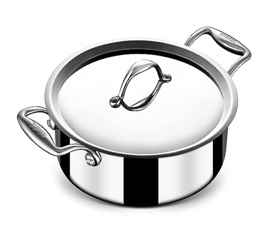 Stahl Triply Stainless Steel Sauce Pot with Lid | Stainless Steel Casserole | Tri Ply Biryani Pot wi