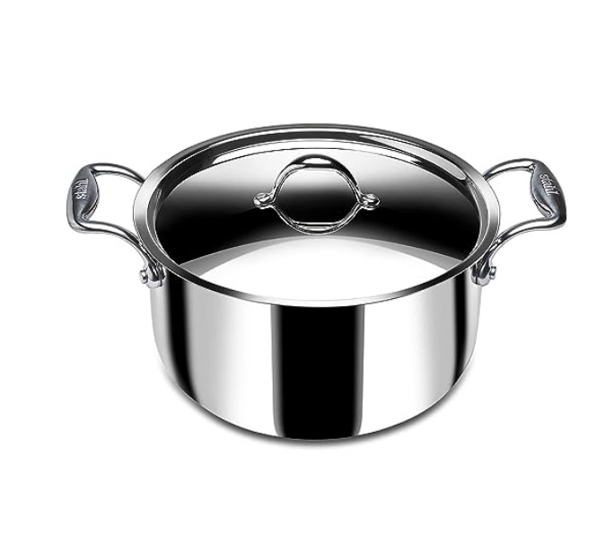 Stahl Triply Stainless Steel Sauce Pot with Lid | Stainless Steel Casserole | Tri Ply Biryani Pot with Induction Base | Artisan 4120, Dia 20 cm, 2.8 L