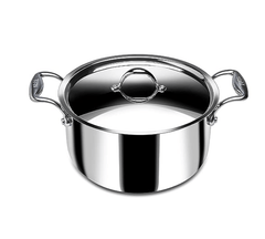 Stahl Triply Stainless Steel Sauce Pot with Lid | Stainless Steel Casserole | Tri Ply Biryani Pot with Induction Base | Artisan 4120, Dia 20 cm, 2.8 L-1