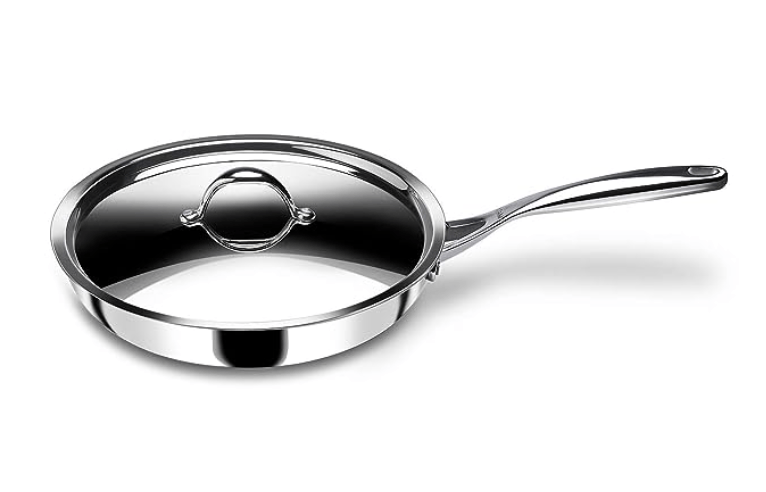 Stahl Triply Stainless Steel Artisan Frypan with Lid, 4422, 22cm, 1.7 Liters