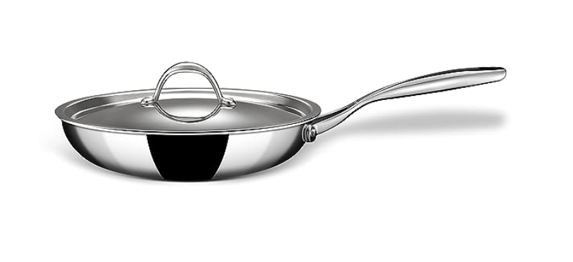 Stahl Triply Stainless Steel Artisan Frypan with Lid, 4422, 22cm, 1.7 Liters