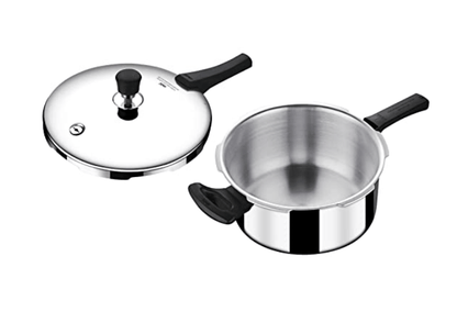 Stahl Triply Stainless Steel Pressure Cooker 5 Litre Outer Lid | Broad Pressure Cooker | Triply Cooker With Gas & Induction Base | Safe & Long Lasting Steel Cooker | Xpress Cooker 9215