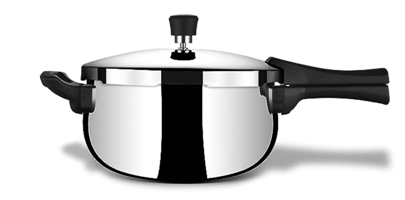 Stahl Triply Stainless Steel Pressure Cooker 5 Litre Outer Lid | Belly Pressure Cooker | Triply Cooker With Gas & Induction Base | Safe & Long Lasting Steel Cooker | Xpress Cooker 9275-1