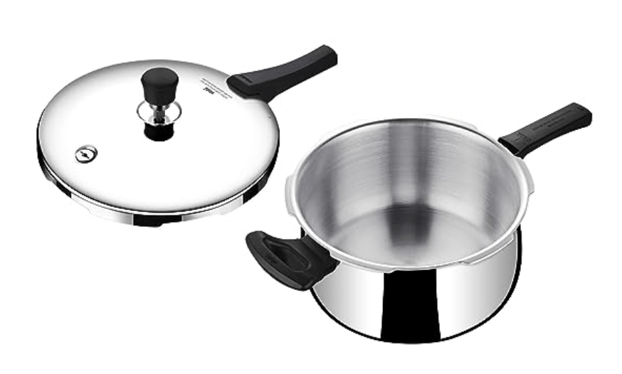 Stahl Triply Stainless Steel Pressure Cooker 5 Litre Outer Lid | Belly Pressure Cooker | Triply Cooker With Gas & Induction Base | Safe & Long Lasting Steel Cooker | Xpress Cooker 9275