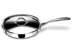 Stahl Triply Stainless Steel Pan | Stainless Steel Frying Pan with Lid | Fry Pan with Induction Base| Artisan 4420, Dia 20 cm, 1.3L-2