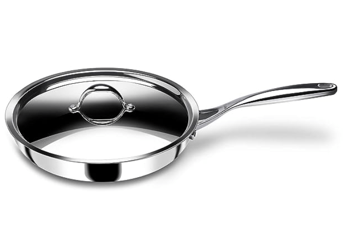Stahl Triply Stainless Steel Pan | Stainless Steel Frying Pan with Lid | Fry Pan with Induction Base| Artisan 4420, Dia 20 cm, 1.3L-2
