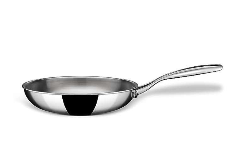 Stahl Triply Stainless Steel Artisan Frypan with Lid, 4422, 22cm, 1-Piece, Silver