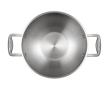 Stahl Triply Stainless Steel Artisan Kadhai with Lid, 4318, 18cm, 1.2 Liters