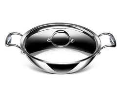 Stahl Triply Stainless Steel Artisan Kadhai with Lid, 4324, 24cm, 2.4 Liters-2