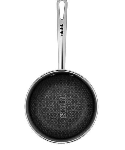 Stahl Triply Stainless Steel Non Stick Pan | Stainless Steel Frying Pan Without Lid | Fry Pan with Induction Base|Scratch Resistant Non Stick Pan | Hybrid 6438, Dia 18 cm, 0.9L