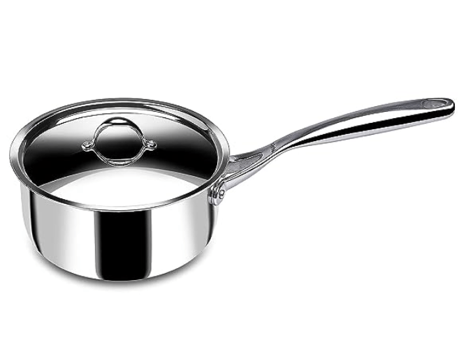 Stahl Stainless Steel Tea Pan | Triply Saucepan with Lid I Milk Pan 2.9 L | Gas & Induction Base Sauce Pan | Artisan 4220, Dia 20 cm