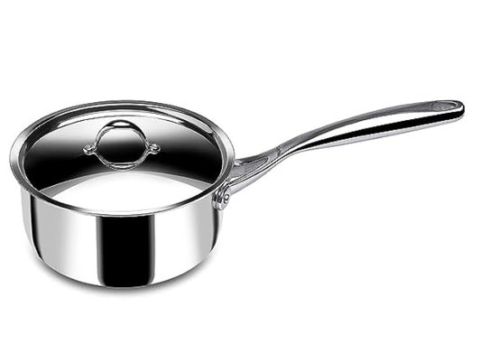 Stahl Stainless Steel Tea Pan | Triply Saucepan with Lid I Milk Pan 2.9 L | Gas & Induction Base Sauce Pan | Artisan 4220, Dia 20 cm