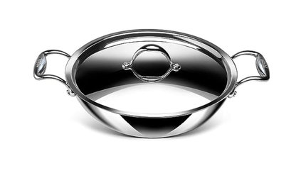 Stahl Triply Stainless Steel Artisan Kadhai with Lid, 4320, 20cm, 1.6 Liters