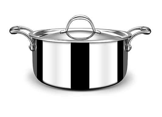 Stahl Triply Stainless Steel Sauce Pot with Lid | Stainless Steel Casserole | Tri Ply Biryani Pot with Induction Base | Artisan 4132, Dia 32 cm, 12.2 L