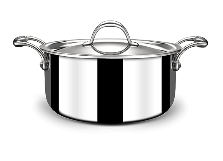 Stahl Triply Stainless Steel Sauce Pot with Lid | Stainless Steel Casserole | Tri Ply Biryani Pot with Induction Base | Artisan 4132, Dia 32 cm, 12.2 L-1