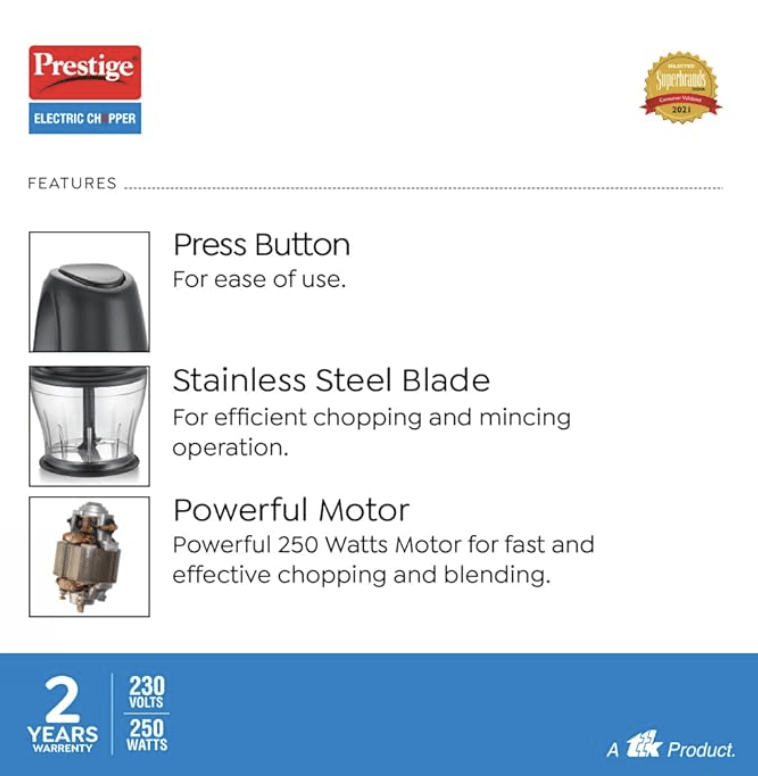 Prestige PEC 4.0 Electric Chopper 250 watt black-2