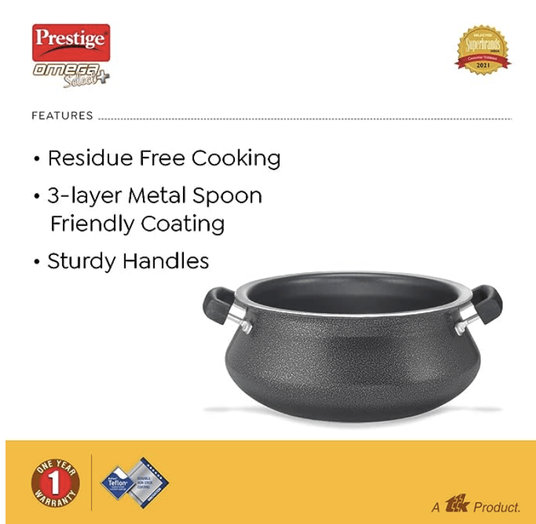 Prestige Omega Select Plus Nonstick Junior Handi with Lid (Black, 20cm)-2