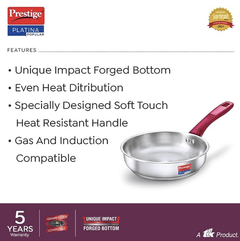 Prestige Platina Popular Stainless Steel Unique Impact Forged Bottom Fry Pan (Silver)-3