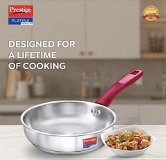 Prestige Platina Popular Stainless Steel Gas and Induction Compatible Fry Pan, 240 mm-2