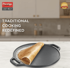 Prestige 30 cm Cast Iron Dosa Tawa|Super Durable(Lasts for Generation)|Retains Heat for Long|10 Years Warranty-3