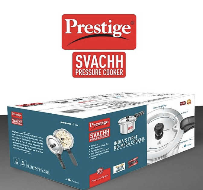 Prestige Svachh Aluminium Outer Lid Pressure Cooker 3 L (Silver), 3 Liter