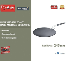 Prestige Hard Anodized Roti/Chapati Tawa (Aluminium)|Wide Base with 24.5 cm|Perma Cool Handle|Gas & Induction Compatible|2 Years Warranty-2