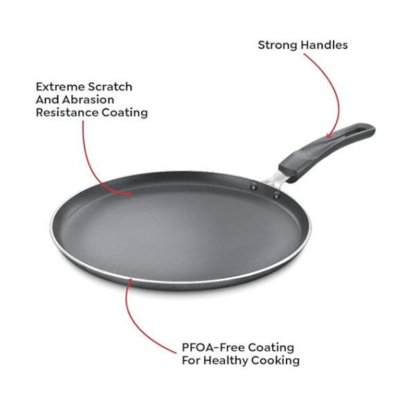 Prestige Aluminium Omega Select Plus Non-Stick Omni Tawa, 27.5 cm, Black