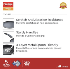 Prestige Aluminium Omega Select Plus Non-Stick Omni Tawa, 27.5 cm, Black-3