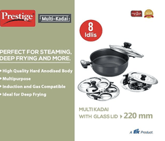 Prestige Aluminium Multi-Kadhai 22 cm, Black & Silver-5
