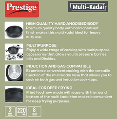 Prestige Aluminium Multi-Kadhai 22 cm, Black & Silver-6