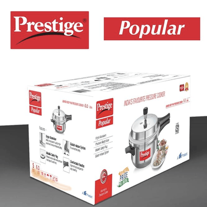 Prestige Popular Virgin Aluminium Senior Deep Pan Pressure Cooker, 6 L (Silver)