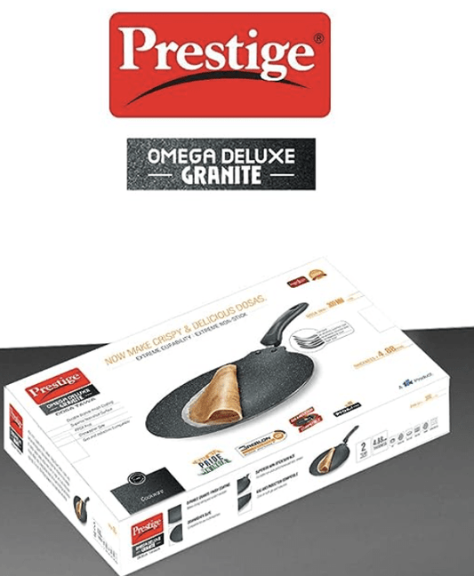 Prestige Omega Deluxe Granite 30cm Non-Stick Dosa Tawa|Scratch and Abrasion Resistant |Gas & Induction Compatible|2 Years Warranty