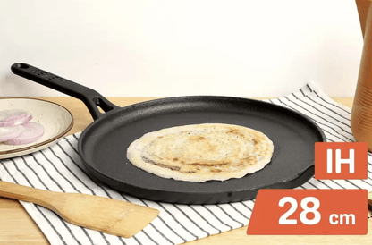Meyer Pre-Seasoned Cast Iron Flat Dosa/ Roti/ Chapati Tawa Pan with Stick Handle, Dosa Kallu, Iron Tawa