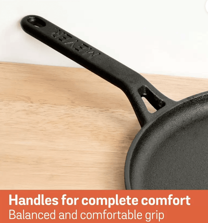 Meyer Pre-Seasoned Cast Iron Flat Dosa/ Roti/ Chapati Tawa Pan with Stick Handle, Dosa Kallu, Iron Tawa