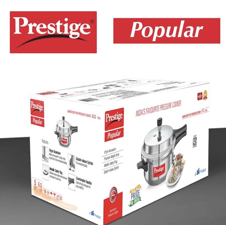 Prestige Popular Virgin Aluminium Senior Deep Pan Outer Lid Pressure Cooker, 6 L (Silver)-2
