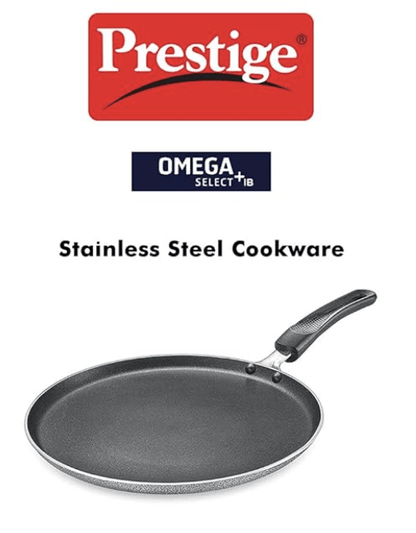 Prestige Aluminium Omega Select Plus IB Non-Stick Omni Tawa, 25 cm, Multicolour, Medium