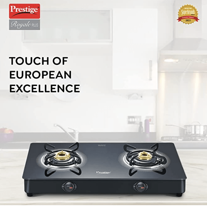 Prestige Gst Royale Plus Schott Glasstop Gt02, 2 burner, Manual, Black